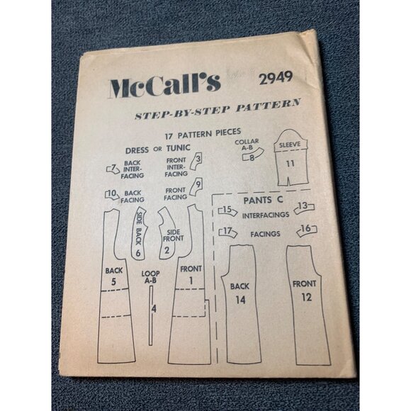 Vintage McCalls 2949 Sewing Pattern 1970s Dress Or Tunic Size 10 uncut - Picture 2 of 5
